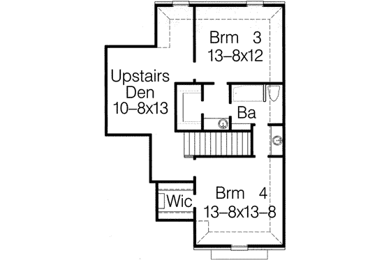 Floor Plan - Upper Floor for European House Plan #15-291 - 4 bed, 3 bath