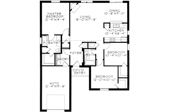 Floor Plan - Main Floor for Ranch House Plan #141-175 - 3 bed, 2 bath