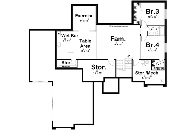House Design - Floor Plan - Lower Floor for Mediterranean House Plan #455-389 - 2 bed, 2 bath
