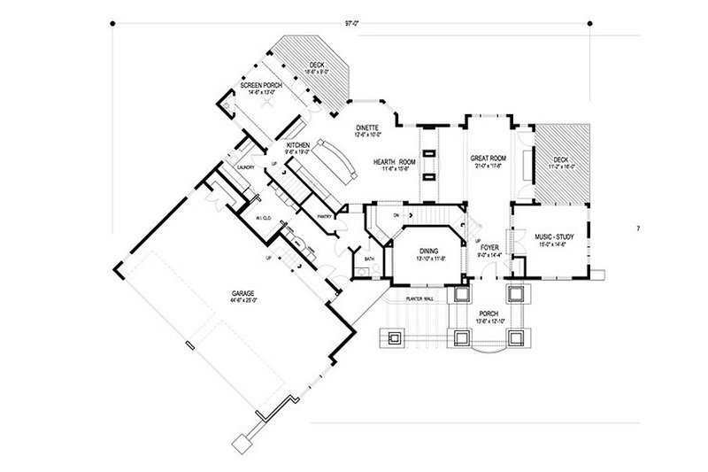 Home Plan - Floor Plan - Main Floor for Traditional House Plan #56-599 - 5 bed, 4.5 bath