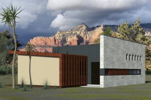 Exterior - Front Elevation 3 for Modern House Plan #933-14 - 2 bed, 2 bath