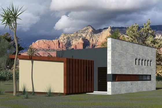 Exterior - Front Elevation 3 for Modern House Plan #933-14 - 2 bed, 2 bath