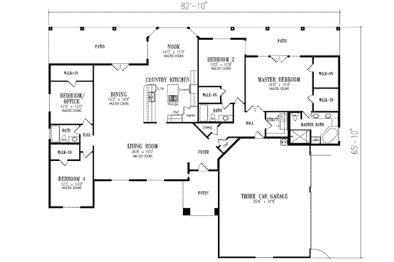 Floor Plan - Main Floor for Adobe / Southwestern House Plan #1-679 - 4 bed, 3 bath