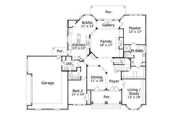 Floor Plan - Main Floor for European House Plan #411-754 - 6 bed, 3.5 bath