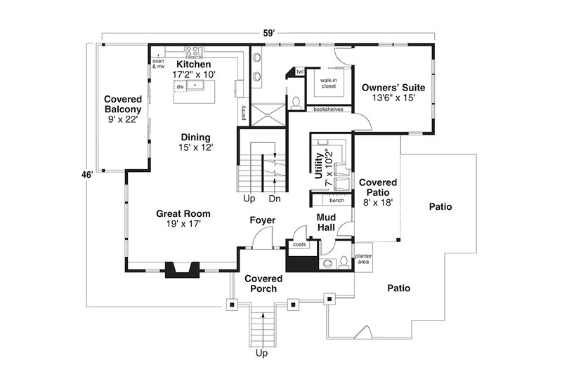 House Blueprint - Floor Plan - Main Floor for Contemporary House Plan #124-1368 - 4 bed, 3.5 bath