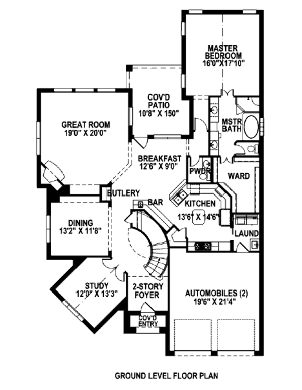 Floor Plan - Main Floor for European House Plan #141-297 - 3 bed, 3.5 bath