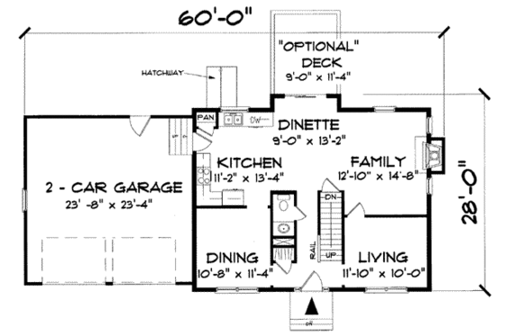 Floor Plan - Main Floor for Colonial House Plan #75-101 - 3 bed, 2.5 bath