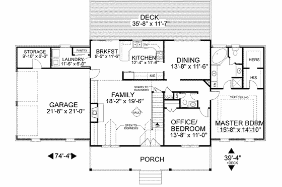 Floor Plan - Main Floor for Southern House Plan #56-185 - 5 bed, 2.5 bath