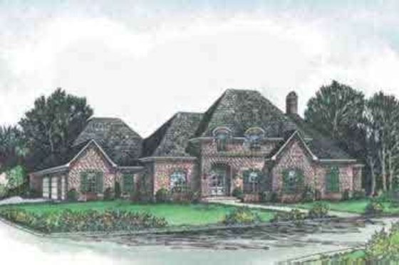 Exterior - Front Elevation for European House Plan #15-148 - 4 bed, 3.5 bath