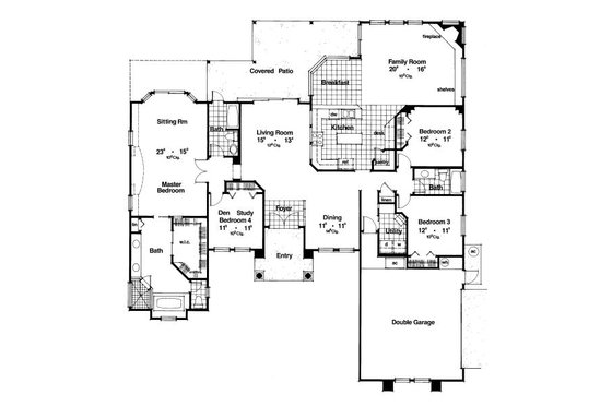 Floor Plan - Main Floor for Mediterranean House Plan #417-305 - 4 bed, 3 bath