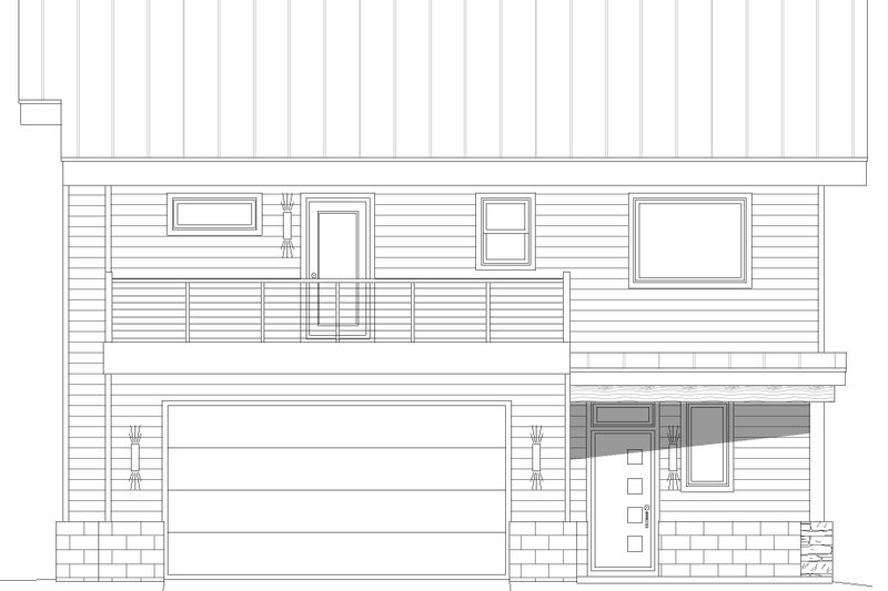 House Blueprint - Exterior - Front Elevation 3 for Contemporary House Plan #932-934 - 4 bed, 3.5 bath