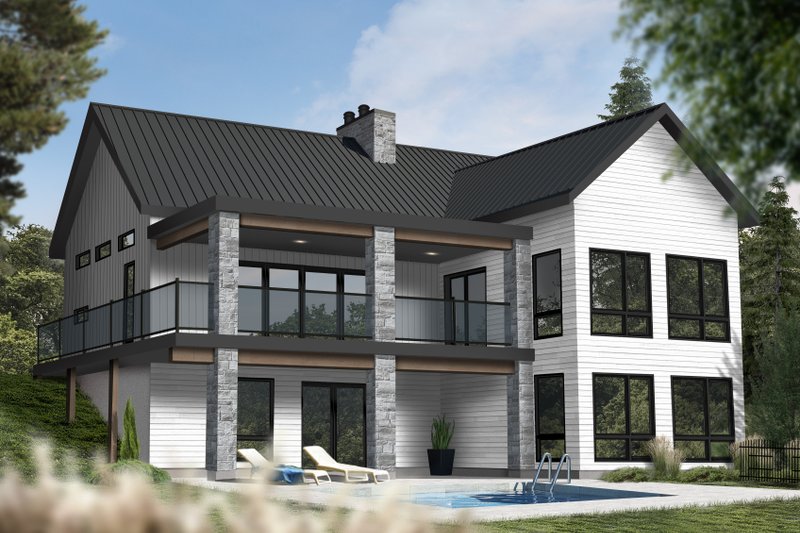 House Plan Design - Contemporary Exterior - Rear Elevation Plan #23-2739