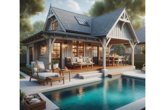 Exterior - Front Elevation 3 for Bungalow House Plan #515-53 - 1 bed, 1 bath