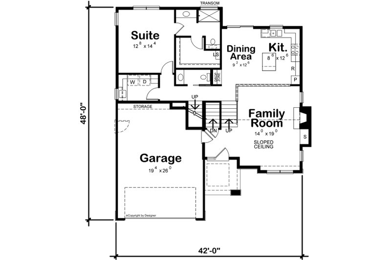 House Blueprint - Floor Plan - Main Floor for Contemporary House Plan #20-2519 - 3 bed, 2.5 bath