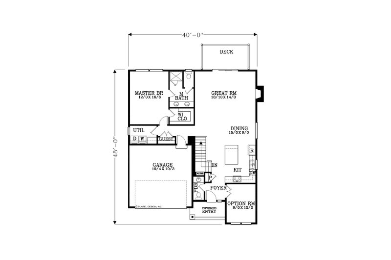 Architectural House Design - Floor Plan - Main Floor for Craftsman House Plan #53-584 - 3 bed, 2.5 bath