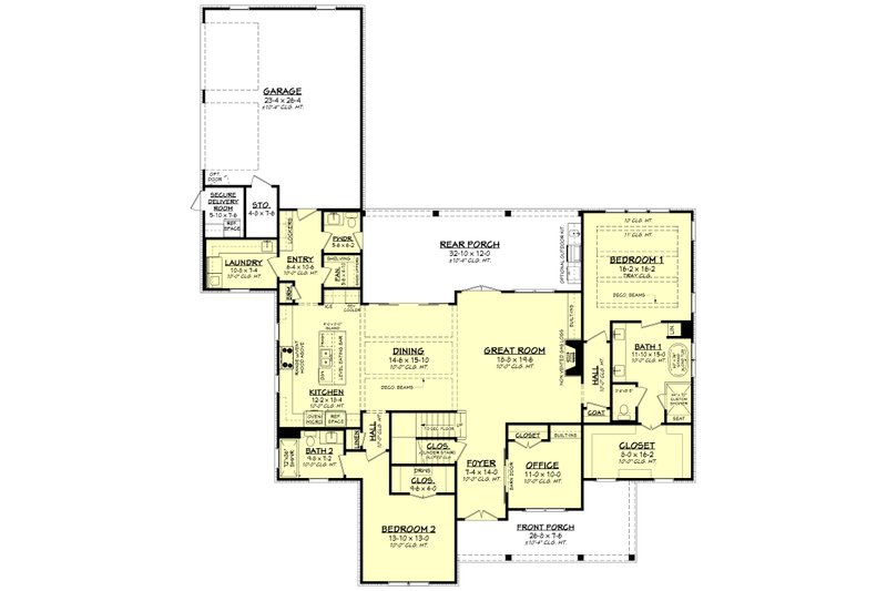 House Plan Design - Floor Plan - Main Floor for Farmhouse House Plan #430-260 - 4 bed, 3.5 bath