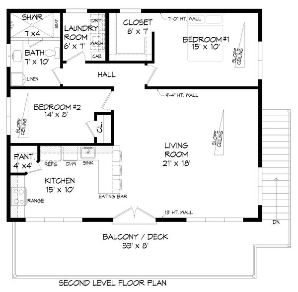 House Blueprint - Southern Floor Plan - Upper Floor Plan #932-821