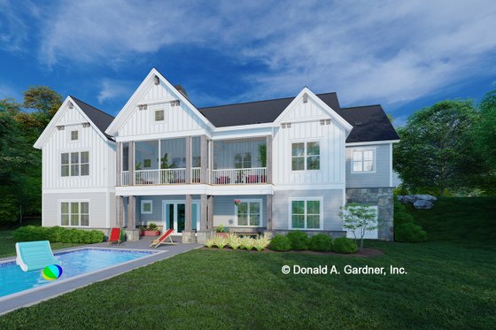 Exterior - Rear Elevation for Farmhouse House Plan #929-1152 - 5 bed, 5 bath