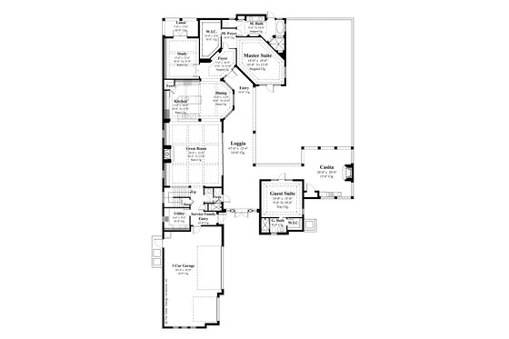 Floor Plan - Main Floor for Mediterranean House Plan #930-21 - 4 bed, 5 bath
