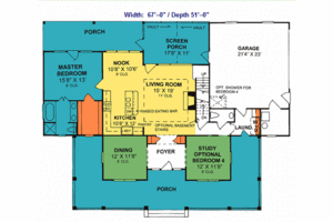 Floor Plan - Main Floor for Country House Plan #20-2036 - 4 bed, 3 bath