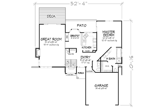 Floor Plan - Main Floor for Modern House Plan #320-466 - 3 bed, 2.5 bath
