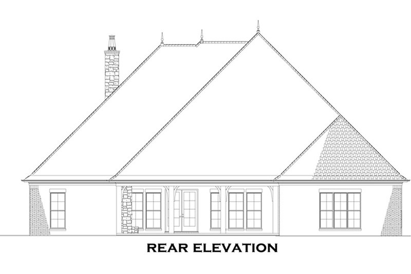 Home Plan - Exterior - Rear Elevation for European House Plan #17-2440 - 4 bed, 3 bath