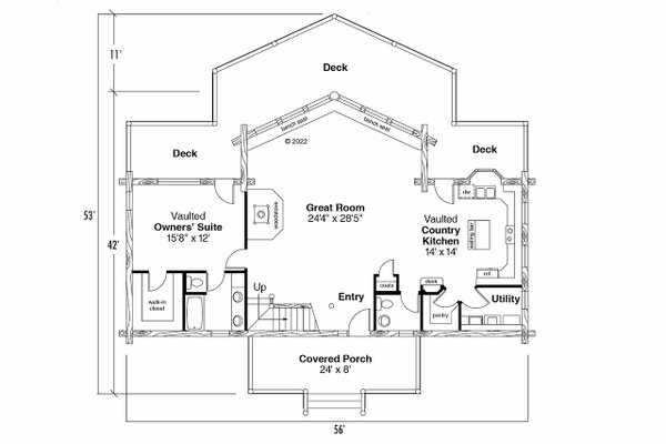 Dream House Plan - Cabin Floor Plan - Main Floor Plan #124-264