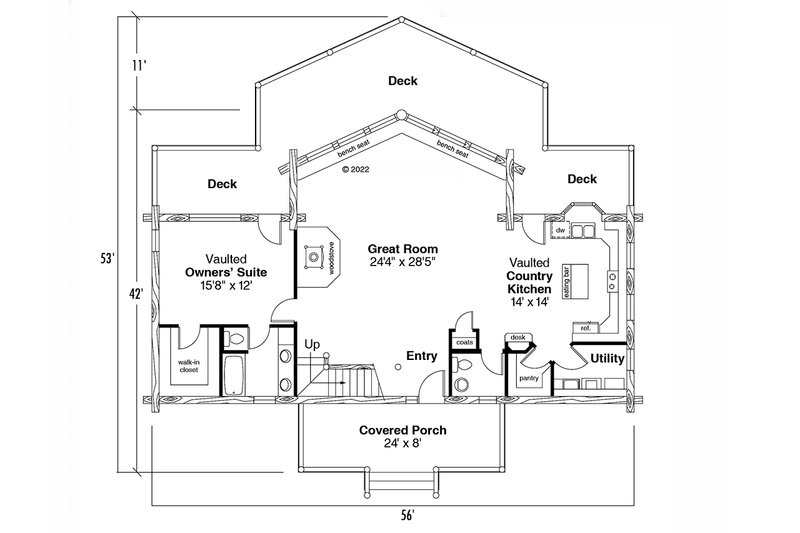 Home Plan - Floor Plan - Main Floor for Cabin House Plan #124-264 - 3 bed, 2.5 bath