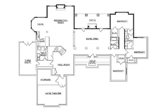 Floor Plan - Lower Floor for Country House Plan #5-416 - 4 bed, 4.5 bath