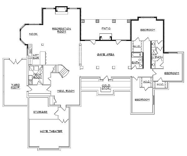 Home Plan - Country Floor Plan - Lower Floor Plan #5-416