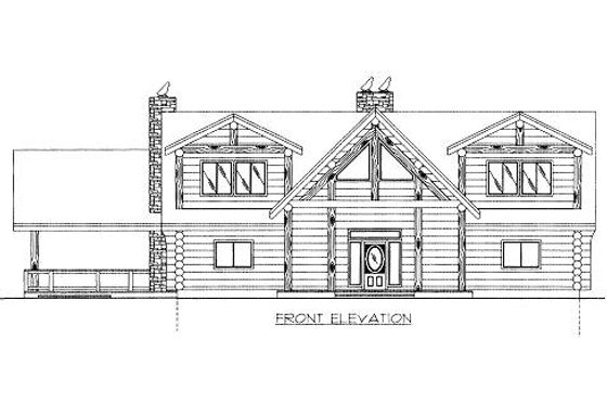 Exterior - Rear Elevation for Log House Plan #117-401 - 4 bed, 3.5 bath
