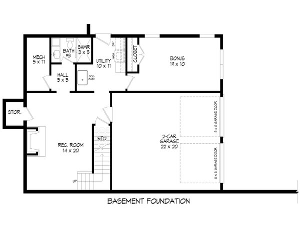 House Blueprint - Floor Plan - Lower Floor for Country House Plan #932-1445 - 3 bed, 2.5 bath
