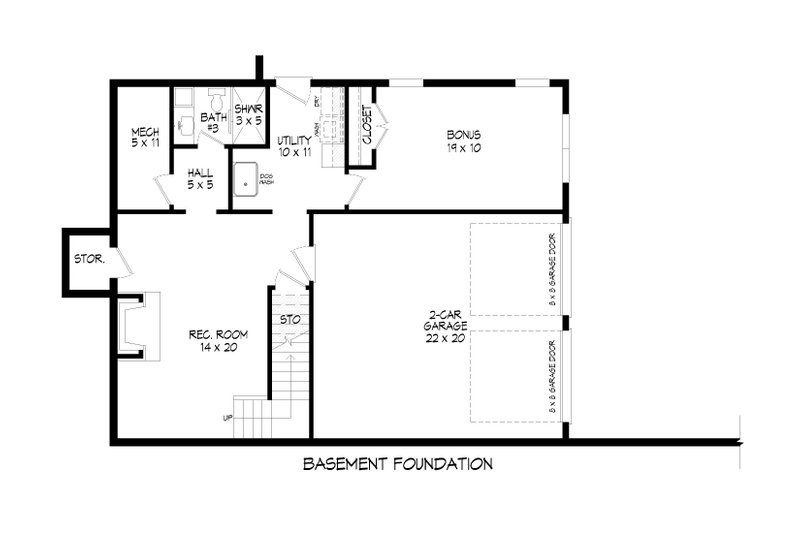 House Blueprint - Floor Plan - Lower Floor for Country House Plan #932-1445 - 3 bed, 2.5 bath