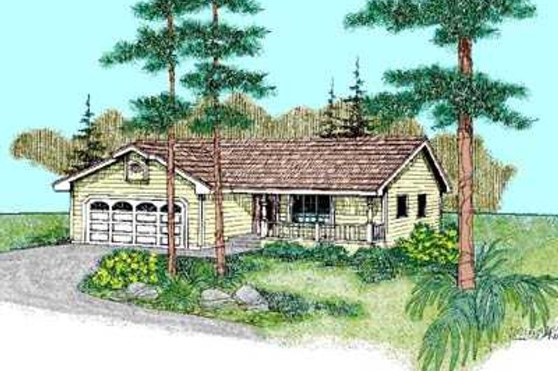 Architectural House Design - Ranch Exterior - Front Elevation Plan #60-466