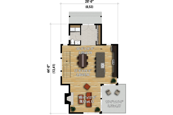 Floor Plan - Main Floor for Contemporary House Plan #25-4931 - 3 bed, 1.5 bath