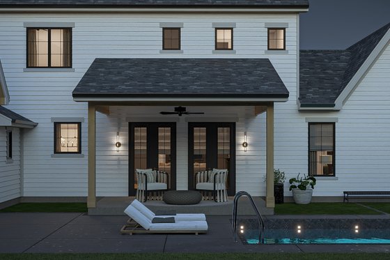 Exterior - Rear Elevation 1 for Farmhouse House Plan #455-680 - 4 bed, 3.5 bath