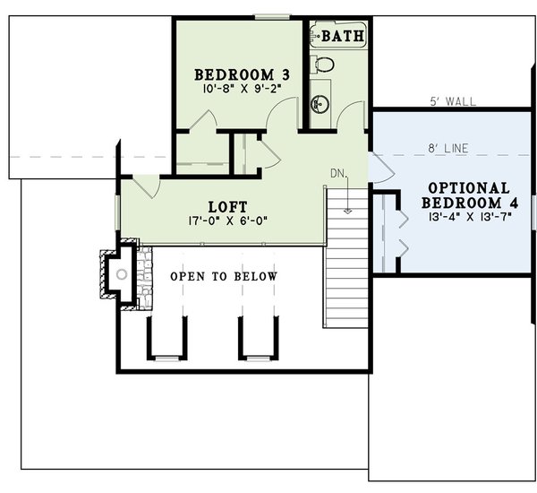 Cottage Floor Plan - Upper Floor Plan #17-2355
