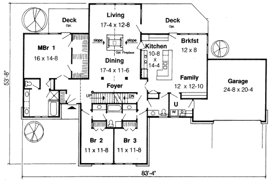 Floor Plan - Main Floor for Traditional House Plan #312-555 - 3 bed, 2.5 bath