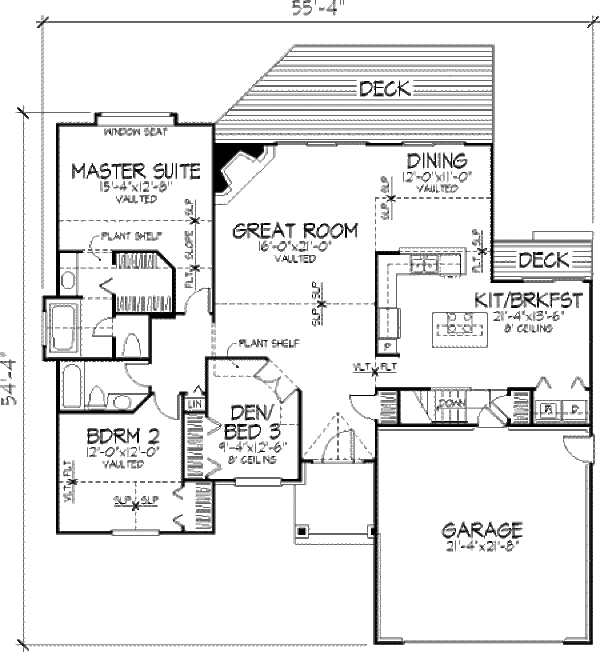 Architectural House Design - Bungalow Floor Plan - Main Floor Plan #320-305
