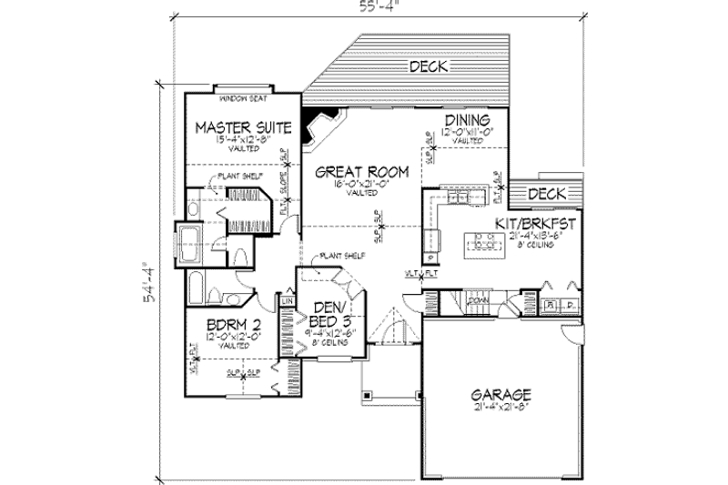 Dream House Plan - Floor Plan - Main Floor for Bungalow House Plan #320-305 - 3 bed, 2 bath