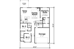 Floor Plan - Main Floor for Traditional House Plan #20-2350 - 3 bed, 2 bath