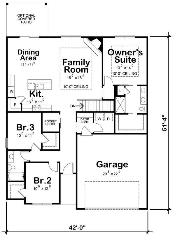 House Design - Traditional Floor Plan - Main Floor Plan #20-2350