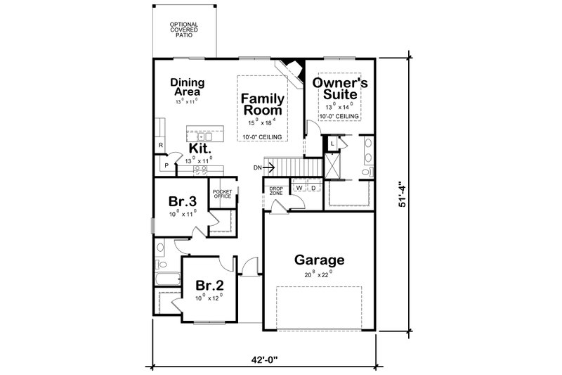 Traditional Style House Plan - 3 Beds 2 Baths 1603 Sq/Ft Plan #20-2350 ...