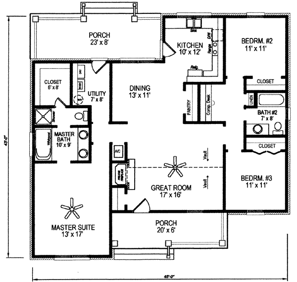 House Design - Traditional Floor Plan - Main Floor Plan #14-225