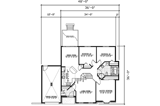 Floor Plan - Main Floor for Traditional House Plan #138-192 - 3 bed, 1 bath