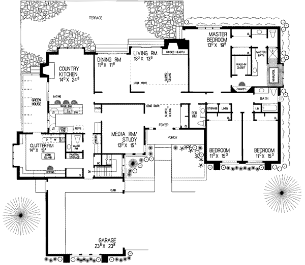 House Blueprint - Traditional Floor Plan - Main Floor Plan #72-165