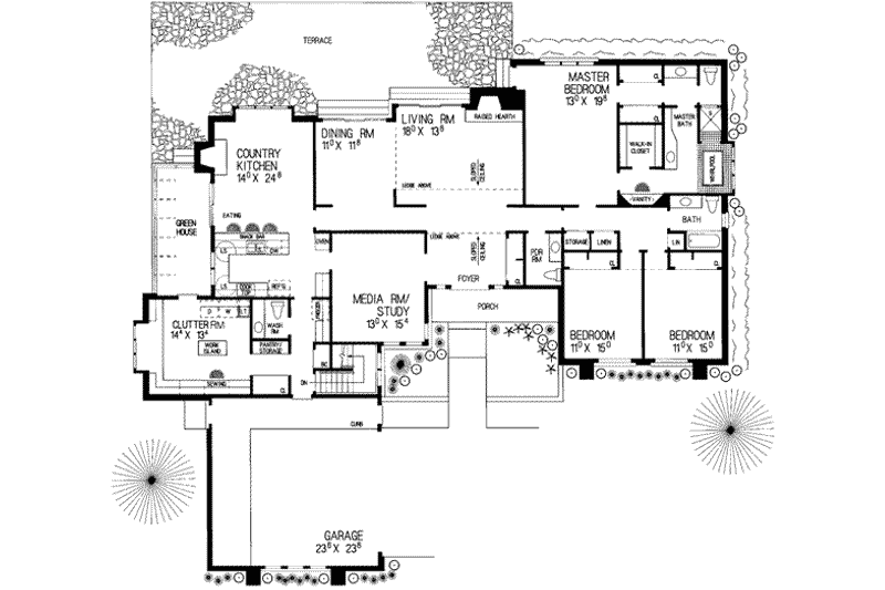 Home Plan - Floor Plan - Main Floor for Traditional House Plan #72-165 - 3 bed, 4 bath