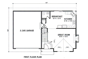 Floor Plan - Main Floor for Traditional House Plan #67-466 - 3 bed, 2.5 bath