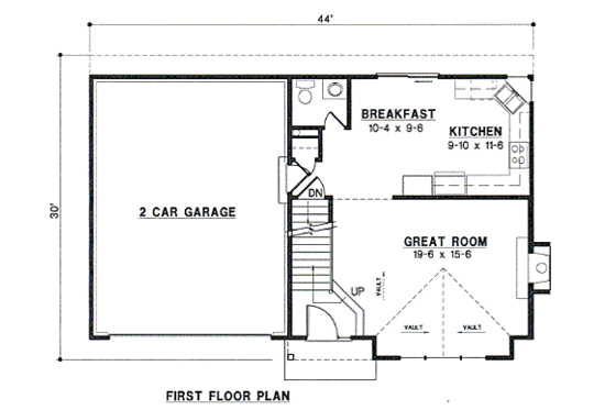 Floor Plan - Main Floor for Traditional House Plan #67-466 - 3 bed, 2.5 bath