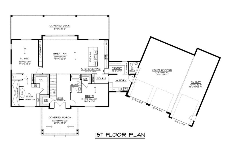 House Plan Design - Floor Plan - Main Floor for Modern House Plan #1064-438 - 2 bed, 2.5 bath